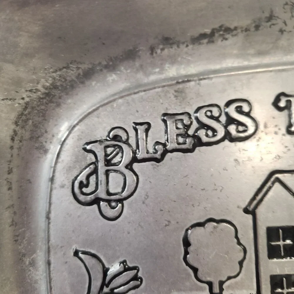 WILTON ARMETALE “Bless This House” Pewter  Serving Tray Plate 9”x 7”